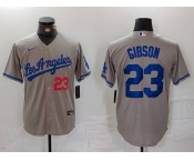 Men's Los Angeles Dodgers #23 Kirk Gibson Number Grey With los Cool Base Stitched Jersey