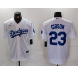 Men's Los Angeles Dodgers #23 Kirk Gibson White Cool Base Stitched Baseball Jersey