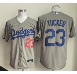 Men's Los Angeles Dodgers #23 Kyle Tucker Grey Cool Base Limited Stitched Baseball Jersey