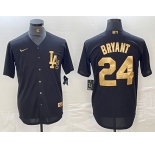 Men's Los Angeles Dodgers #24 Kobe Bryant Black Gold Cool Base Stitched Jersey