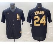Men's Los Angeles Dodgers #24 Kobe Bryant Black Gold Cool Base Stitched Jersey