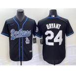 Men's Los Angeles Dodgers #24 Kobe Bryant Black With Patch Cool Base Stitched Baseball Jersey1