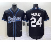 Men's Los Angeles Dodgers #24 Kobe Bryant Black With Patch Cool Base Stitched Baseball Jersey