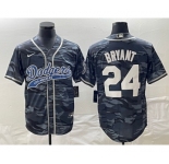 Men's Los Angeles Dodgers #24 Kobe Bryant Gray Camo Cool Base With Patch Stitched Baseball Jersey