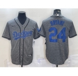 Men's Los Angeles Dodgers #24 Kobe Bryant Grey Gridiron Cool Base Stitched Baseball Jersey