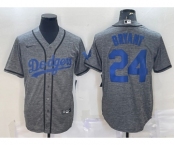 Men's Los Angeles Dodgers #24 Kobe Bryant Grey Gridiron Cool Base Stitched Baseball Jersey