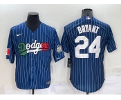 Men's Los Angeles Dodgers #24 Kobe Bryant Navy Blue Pinstripe 2020 World Series Cool Base Nike Jersey