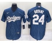 Men's Los Angeles Dodgers #24 Kobe Bryant Navy Blue Pinstripe Stitched MLB Cool Base Nike Jersey