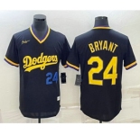 Men's Los Angeles Dodgers #24 Kobe Bryant Number Black Stitched Pullover Throwback Nike Jersey