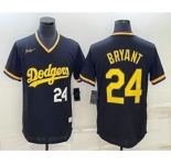 Men's Los Angeles Dodgers #24 Kobe Bryant Number Black Stitched Pullover Throwback Nike Jerseys