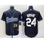 Men's Los Angeles Dodgers #24 Kobe Bryant Number Black With Patch Cool Base Stitched Baseball Jersey