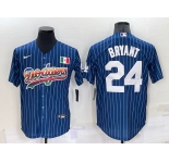 Men's Los Angeles Dodgers #24 Kobe Bryant Rainbow Blue Red Pinstripe Mexico Cool Base Nike Jersey