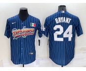 Men's Los Angeles Dodgers #24 Kobe Bryant Rainbow Blue Red Pinstripe Mexico Cool Base Nike Jersey