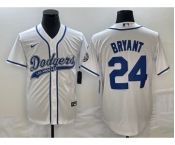 Men's Los Angeles Dodgers #24 Kobe Bryant White With Patch Cool Base Stitched Baseball Jersey