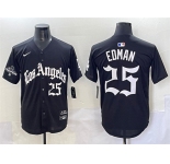 Men's Los Angeles Dodgers #25 Tommy Edman Black Mexico 2025 LA Gothic Style With 2024 World Series Champions Patch Vapor Premier Limited Stitched Baseball 