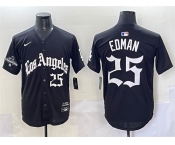 Men's Los Angeles Dodgers #25 Tommy Edman Black Mexico 2025 LA Gothic Style With 2024 World Series Champions Patch Vapor Premier Limited Stitched Baseball