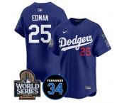 Men's Los Angeles Dodgers #25 Tommy Edman Royal 2024 World Series With Fernando Memorial Patch Alternate Limited Stitched Baseball Jersey