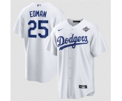 Men's Los Angeles Dodgers #25 Tommy Edman White 2025 World Series Home Cool Base Stitched Baseball Jersey