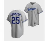 Men's Los Angeles Dodgers #25 Trayce Thompson Gray Cool Base Stitched Baseball Jersey