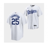 Men's Los Angeles Dodgers #25 Trayce Thompson White Cool Base Stitched Baseball Jersey