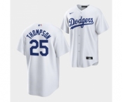 Men's Los Angeles Dodgers #25 Trayce Thompson White Cool Base Stitched Baseball Jersey