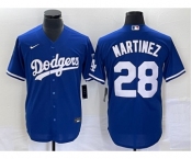 Men's Los Angeles Dodgers #28 JD Martinez Blue Stitched Cool Base Nike Jersey