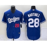 Men's Los Angeles Dodgers #28 JD Martinez Number Blue Stitched Cool Base Nike Jersey