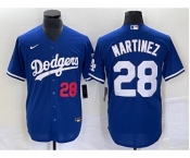 Men's Los Angeles Dodgers #28 JD Martinez Number Blue Stitched Cool Base Nike Jersey