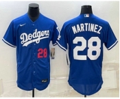 Men's Los Angeles Dodgers #28 JD Martinez Number Blue Stitched MLB Flex Base Nike Jersey