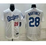 Men's Los Angeles Dodgers #28 JD Martinez Number White Flex Base Stitched Baseball Jersey