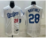 Men's Los Angeles Dodgers #28 JD Martinez Number White Flex Base Stitched Baseball Jersey