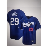 Men's Los Angeles Dodgers #29 Michael Grove Blue Stitched Baseball Jersey