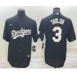 Men's Los Angeles Dodgers #3 Chris Taylor Black Turn Back The Clock Stitched Cool Base Jersey