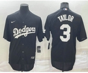 Men's Los Angeles Dodgers #3 Chris Taylor Black Turn Back The Clock Stitched Cool Base Jersey