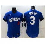 Men's Los Angeles Dodgers #3 Chris Taylor Blue Elite City Player Jersey