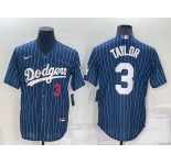 Men's Los Angeles Dodgers #3 Chris Taylor Navy Cool Base Stitched Baseball Jersey