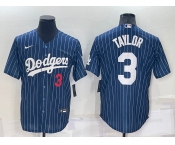 Men's Los Angeles Dodgers #3 Chris Taylor Navy Cool Base Stitched Baseball Jersey