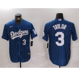 Men's Los Angeles Dodgers #3 Chris Taylor Navy Pinstripe Stitched Cool Base Nike Jerseys