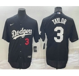 Men's Los Angeles Dodgers #3 Chris Taylor Number Black Stitched MLB Cool Base Nike Jersey