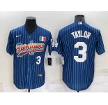 Mens Los Angeles Dodgers #3 Chris Taylor Number Rainbow Blue Red Pinstripe Mexico Cool Base Nike Jersey