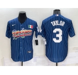 Men's Los Angeles Dodgers #3 Chris Taylor Rainbow Blue Red Pinstripe Mexico Cool Base Nike Jersey