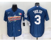 Men's Los Angeles Dodgers #3 Chris Taylor Rainbow Blue Red Pinstripe Mexico Cool Base Nike Jersey