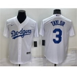 Men's Los Angeles Dodgers #3 Chris Taylor White Stitched MLB Cool Base Nike Jersey