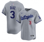 Men's Los Angeles Dodgers #3 Edwin Díaz Grey Cool Base Stitched Baseball Jersey