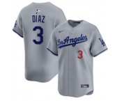 Men's Los Angeles Dodgers #3 Edwin Díaz Grey Cool Base Stitched Baseball Jersey