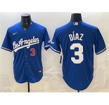 Men's Los Angeles Dodgers #3 Edwin Díaz Royal Alternate Stadium Stitched Baseball Jersey