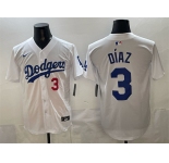 Men's Los Angeles Dodgers #3 Edwin Díaz White 2025 Limited Stitched Baseball Jersey