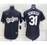 Men's Los Angeles Dodgers #31 Max Scherzer Black Turn Back The Clock Stitched Cool Base Jersey
