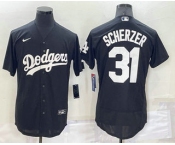 Men's Los Angeles Dodgers #31 Max Scherzer Black Turn Back The Clock Stitched Cool Base Jersey