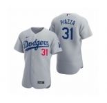 Men's Los Angeles Dodgers #31 Mike Piazza Nike Gray Authentic 2020 Alternate Jersey